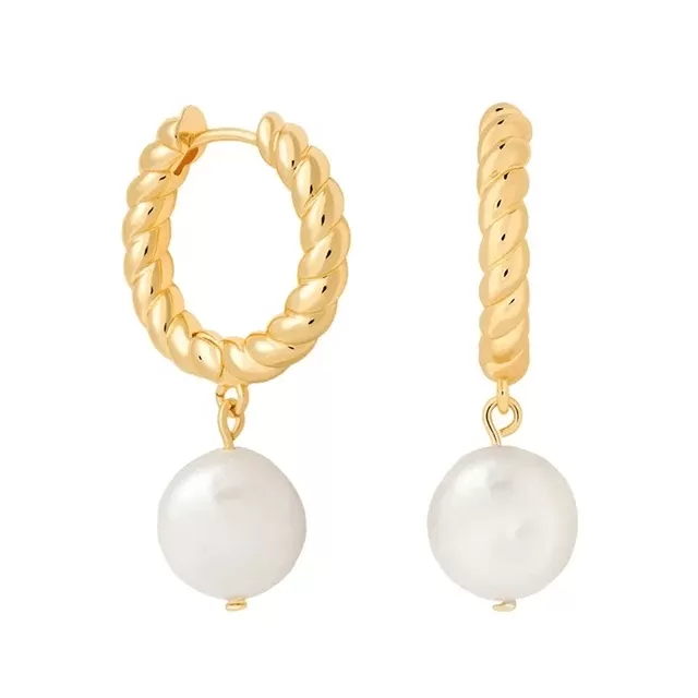 Elegant Drop Pearl Earrings Gold Vermeil