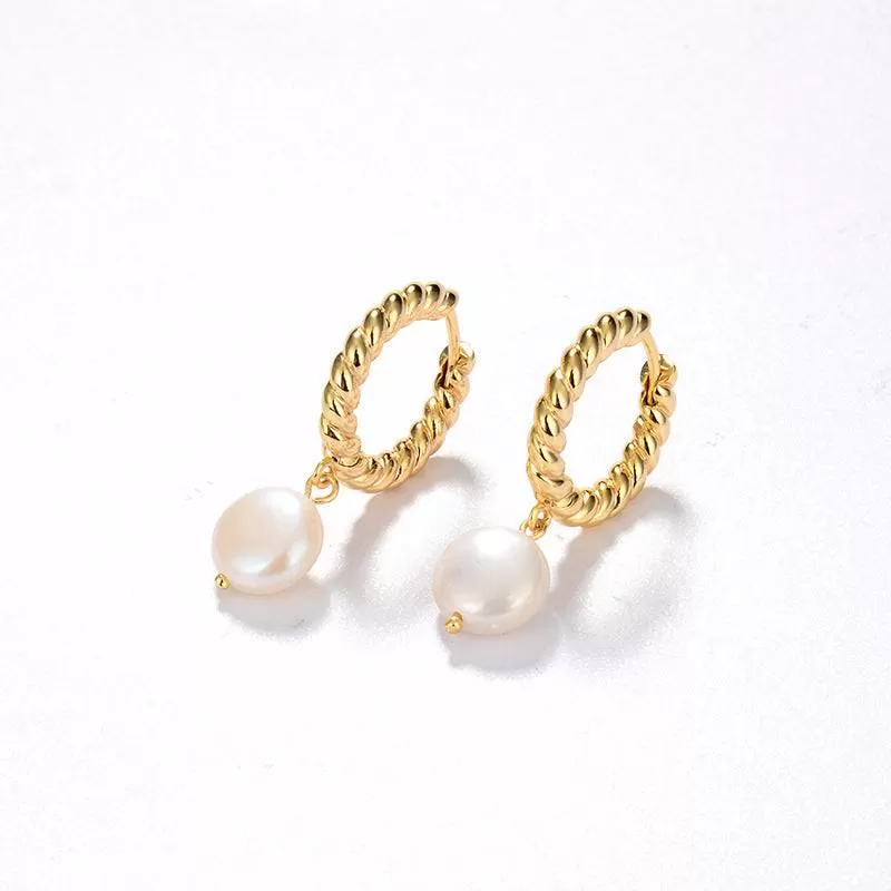 Elegant Drop Pearl Earrings Gold Vermeil