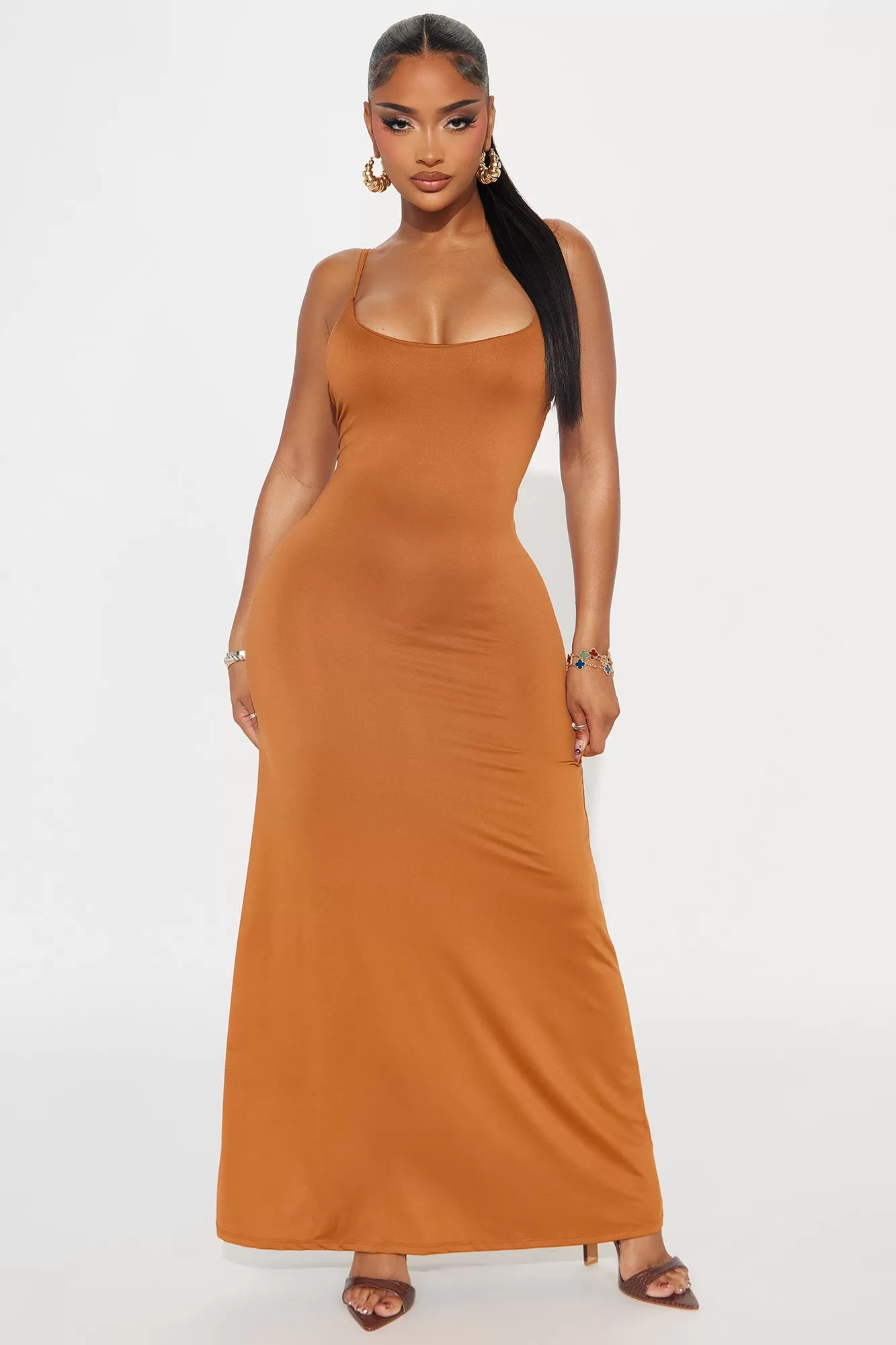 Elegant Ease Maxi Dress - Brown