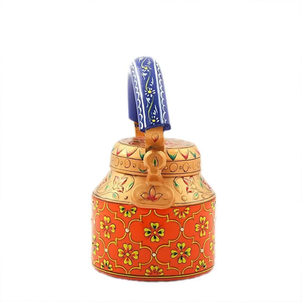 Elegant Orange Hand Painted Tea Pot