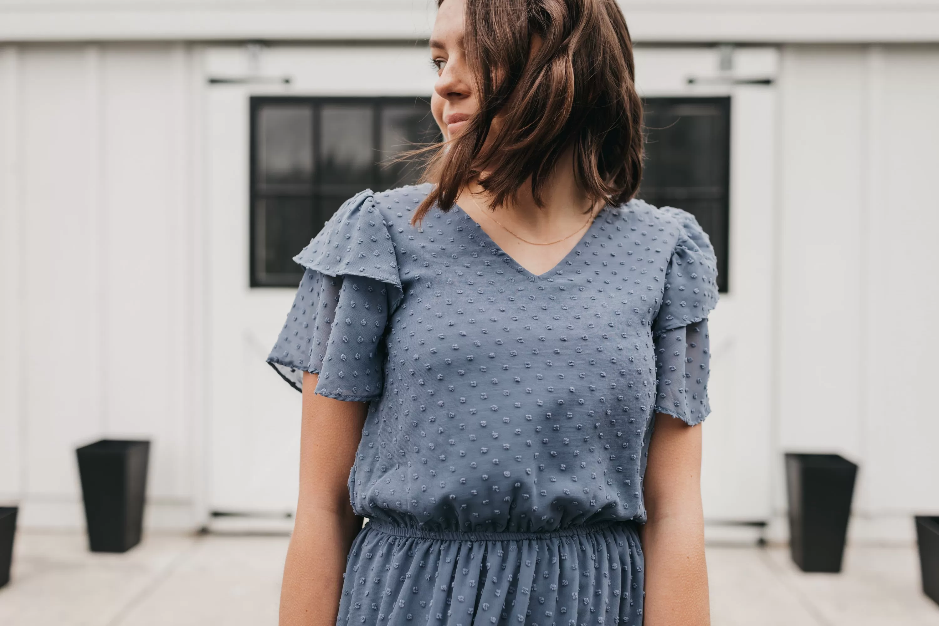 Elisa Swiss Dress in Cornflower Blue