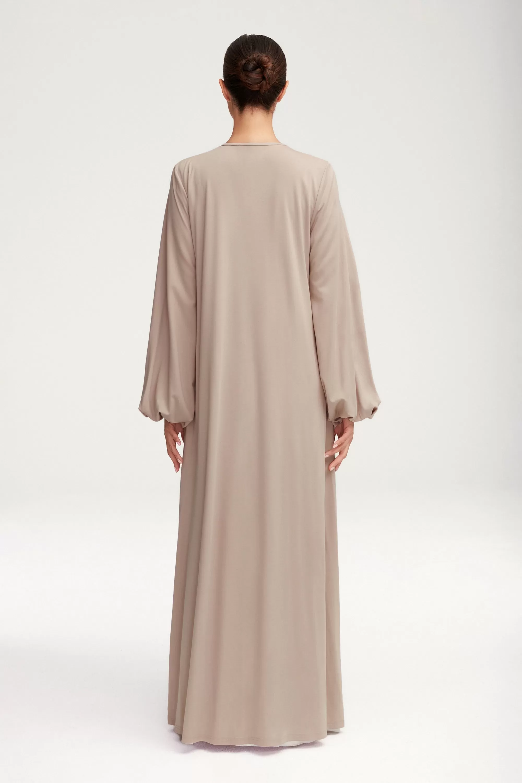 Essential Jersey Open Abaya - Stone