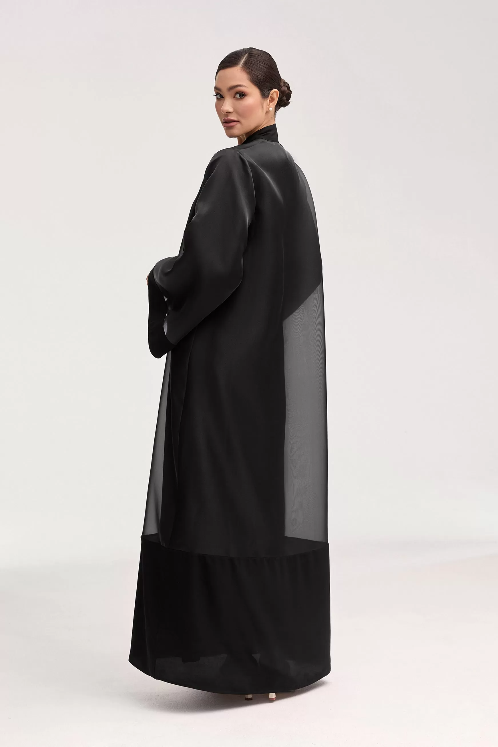 Estee Viscose Open Abaya - Black