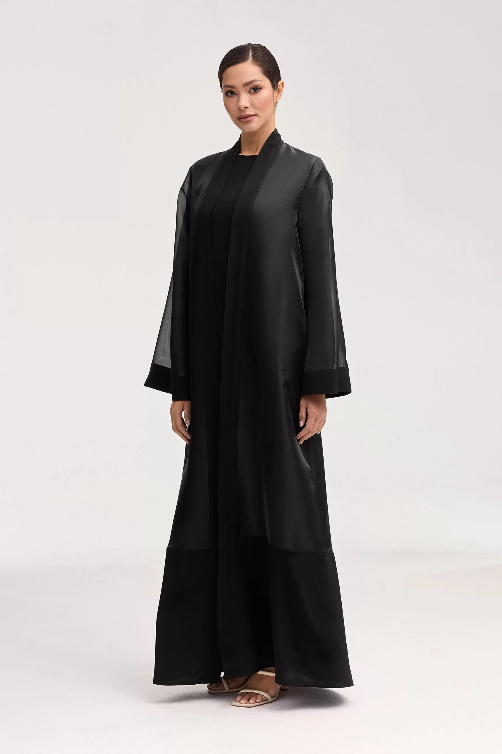 Estee Viscose Open Abaya - Black