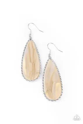 Ethereal Eloquence White Shell-like Acrylic Earrings - Paparazzi Accessories