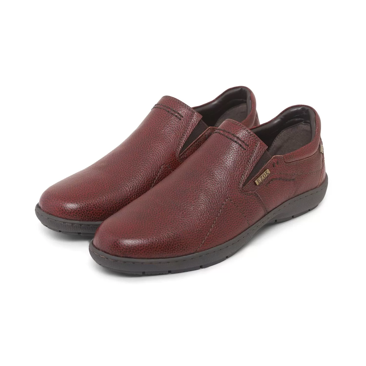 Ezok Brown Leather Slipon Loafers