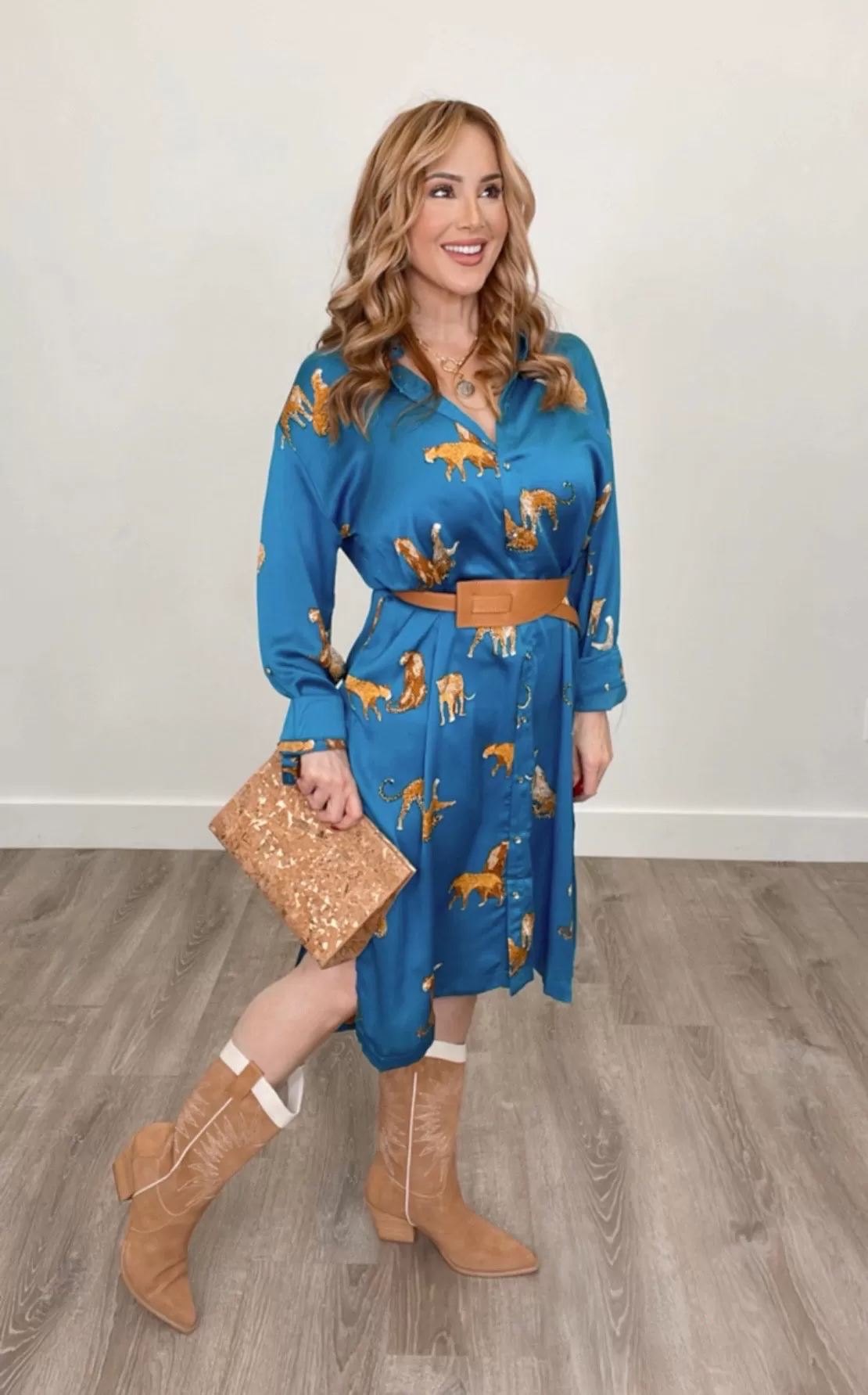 Fall Tiger Dress Teal