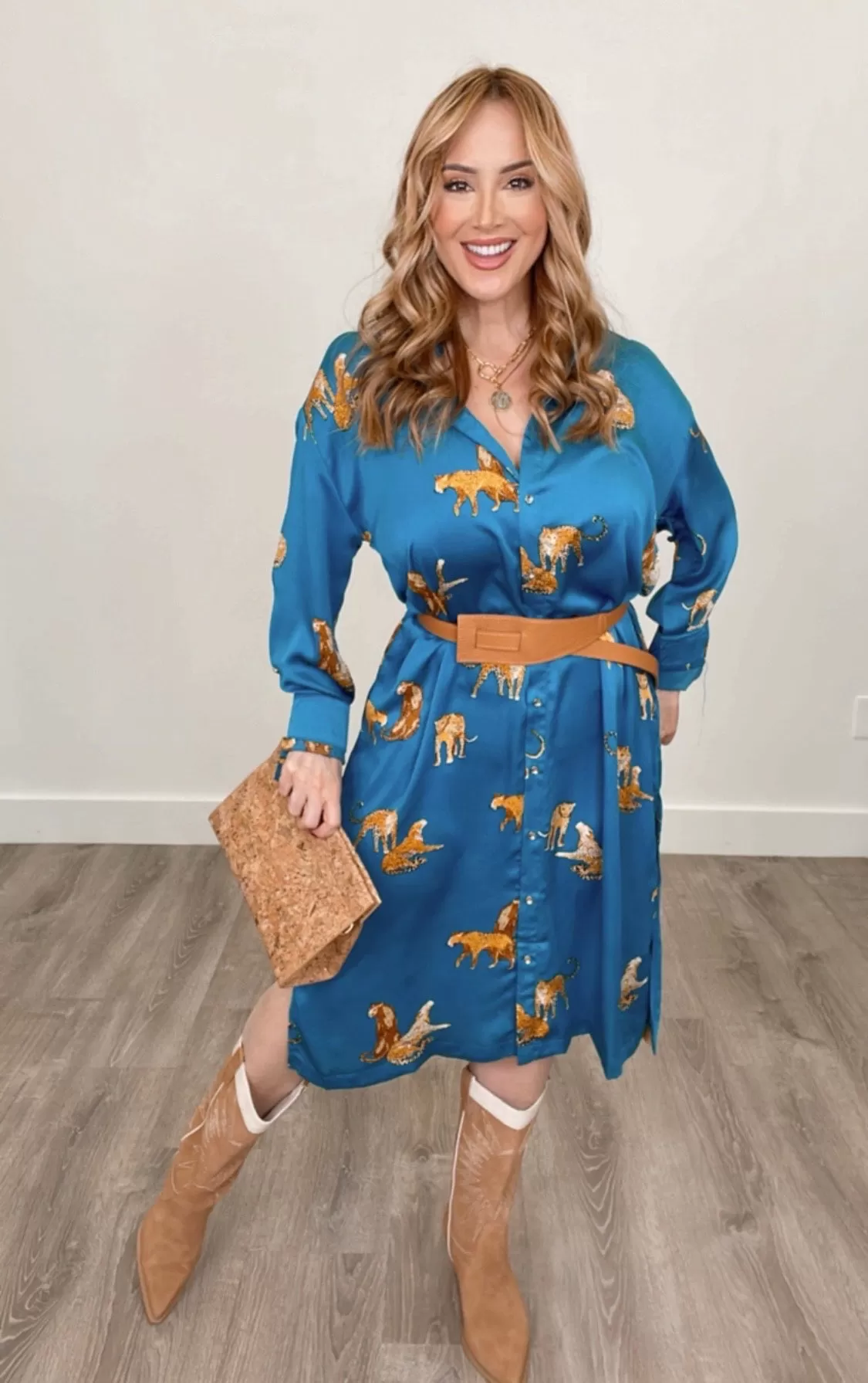 Fall Tiger Dress Teal