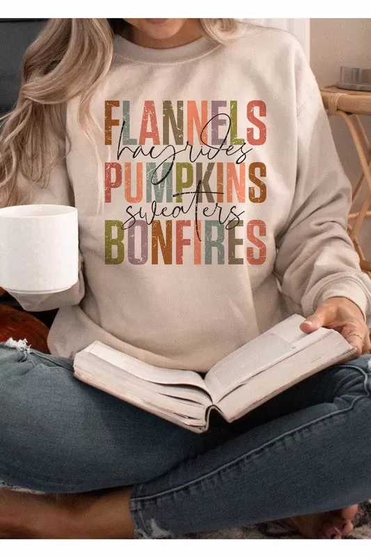 FLANNELS PUMPKINS BONFIRES SWEATSHIRT PLUS SIZE