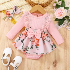 Floral Bow Lace Romper