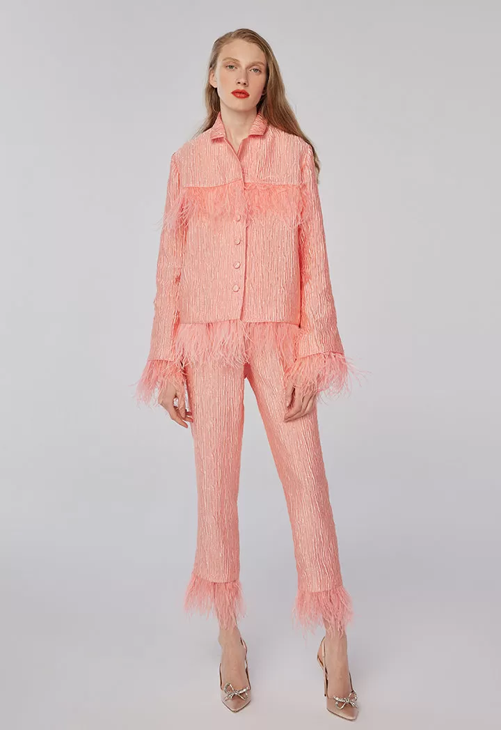 Fringed Ankle Textured Trouser