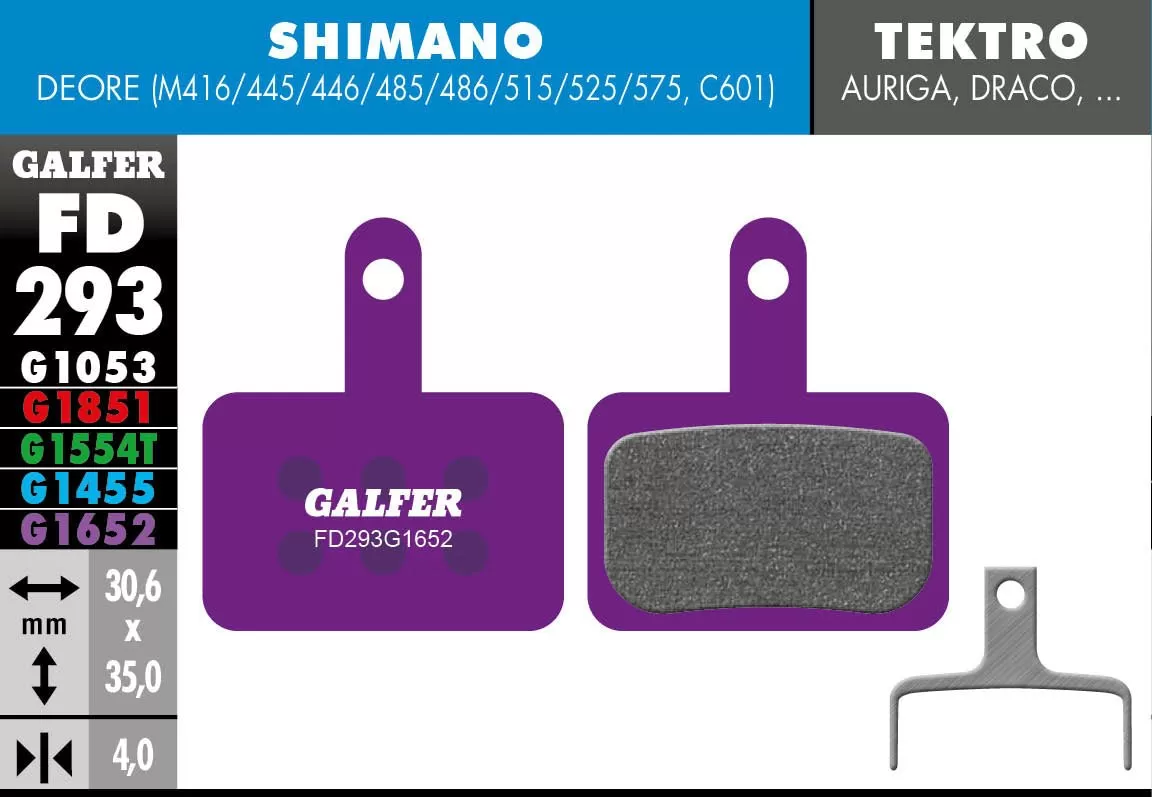 Galfer FD293 Brake Pads Shimano Deore Tektro Auriga