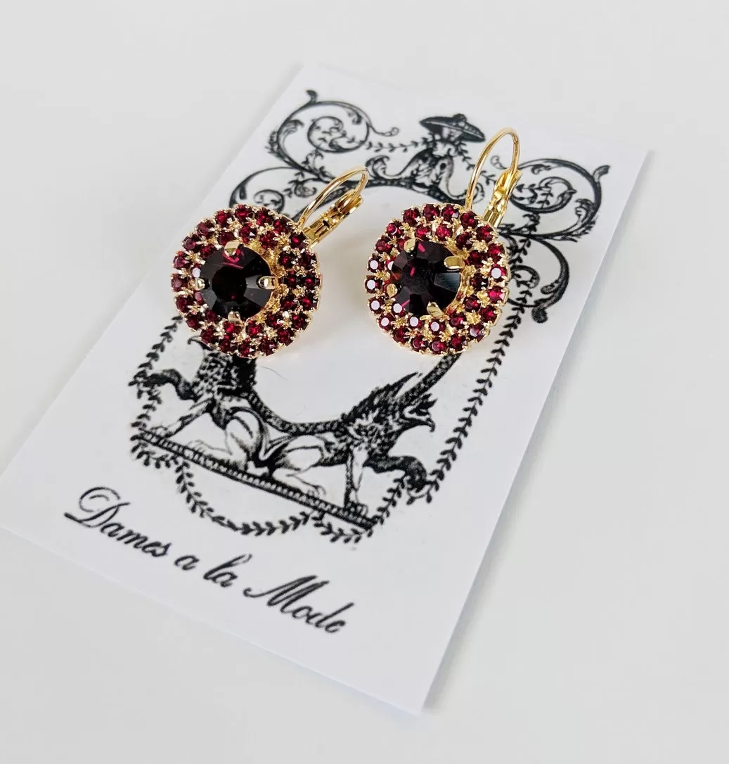 Garnet Crystal Cluster Earrings