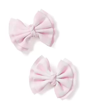 Girl's Twill Hair Bows | Pink Gingham