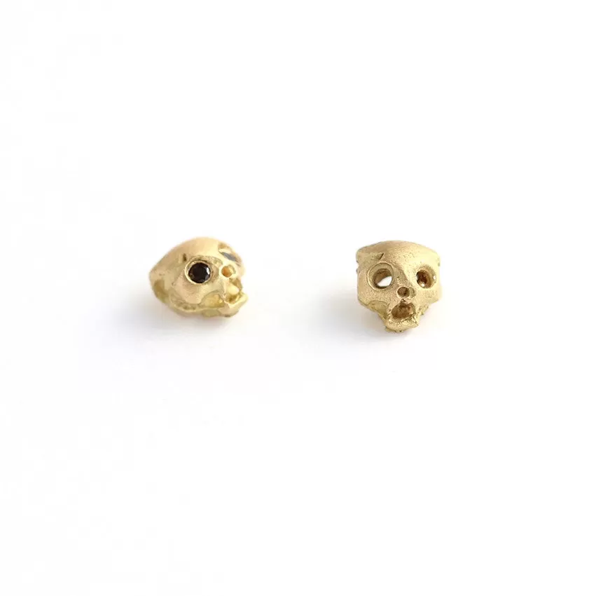 Gold Cat Skull Earrings