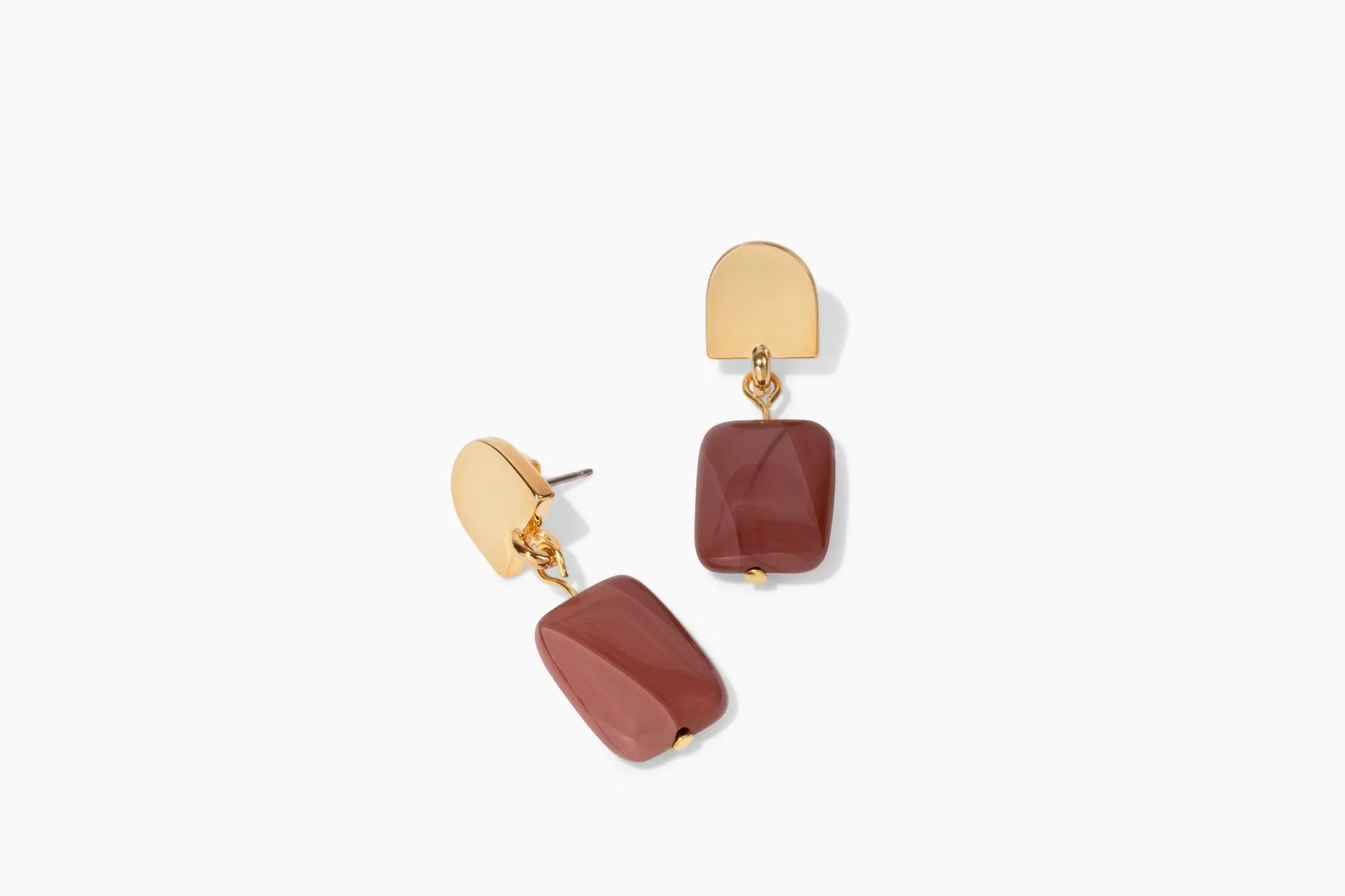 gold dome  maroon jasper earrings