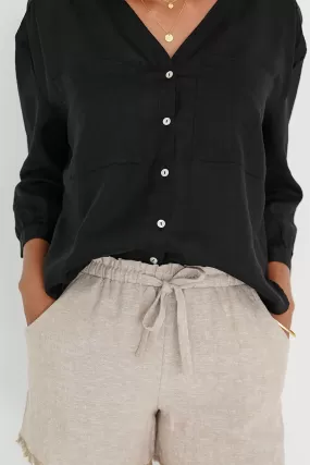 Grace Pockets Black LS Shirt