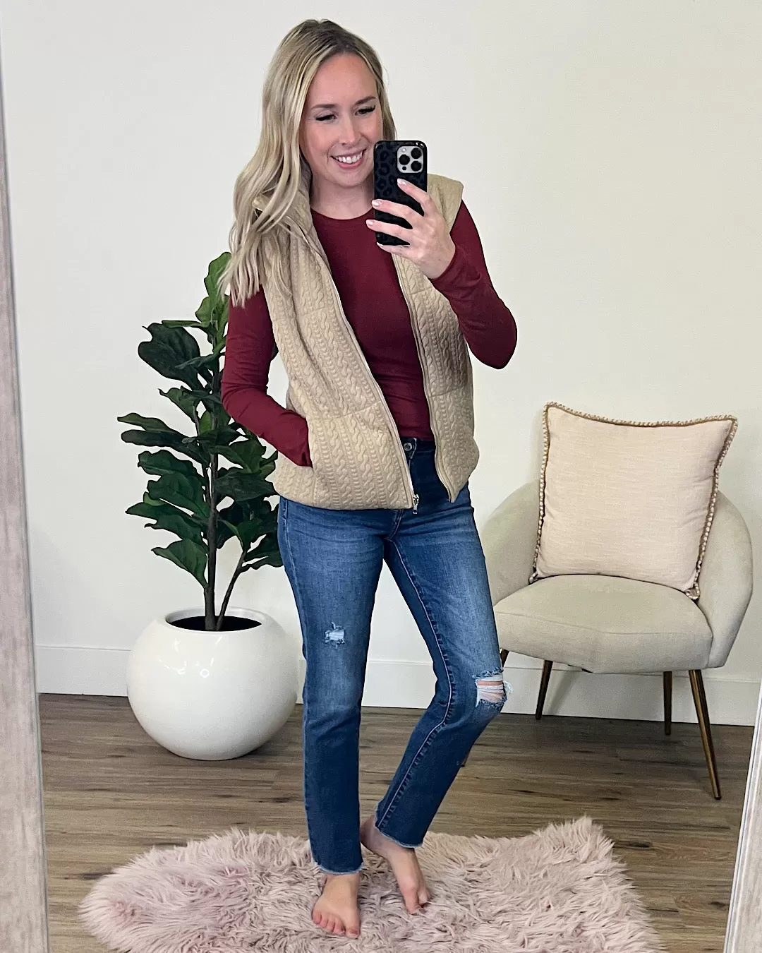 Grace Textured Knit Vest - Taupe