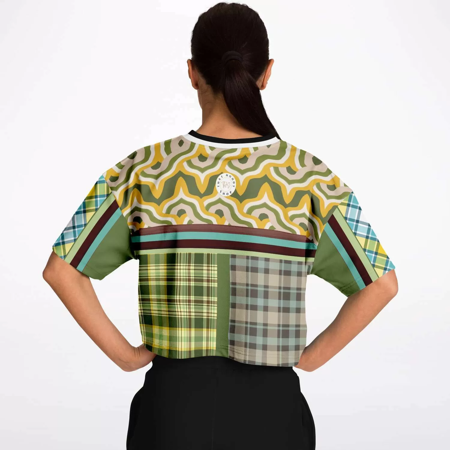 Green Caravan Plaid Crop Jersey