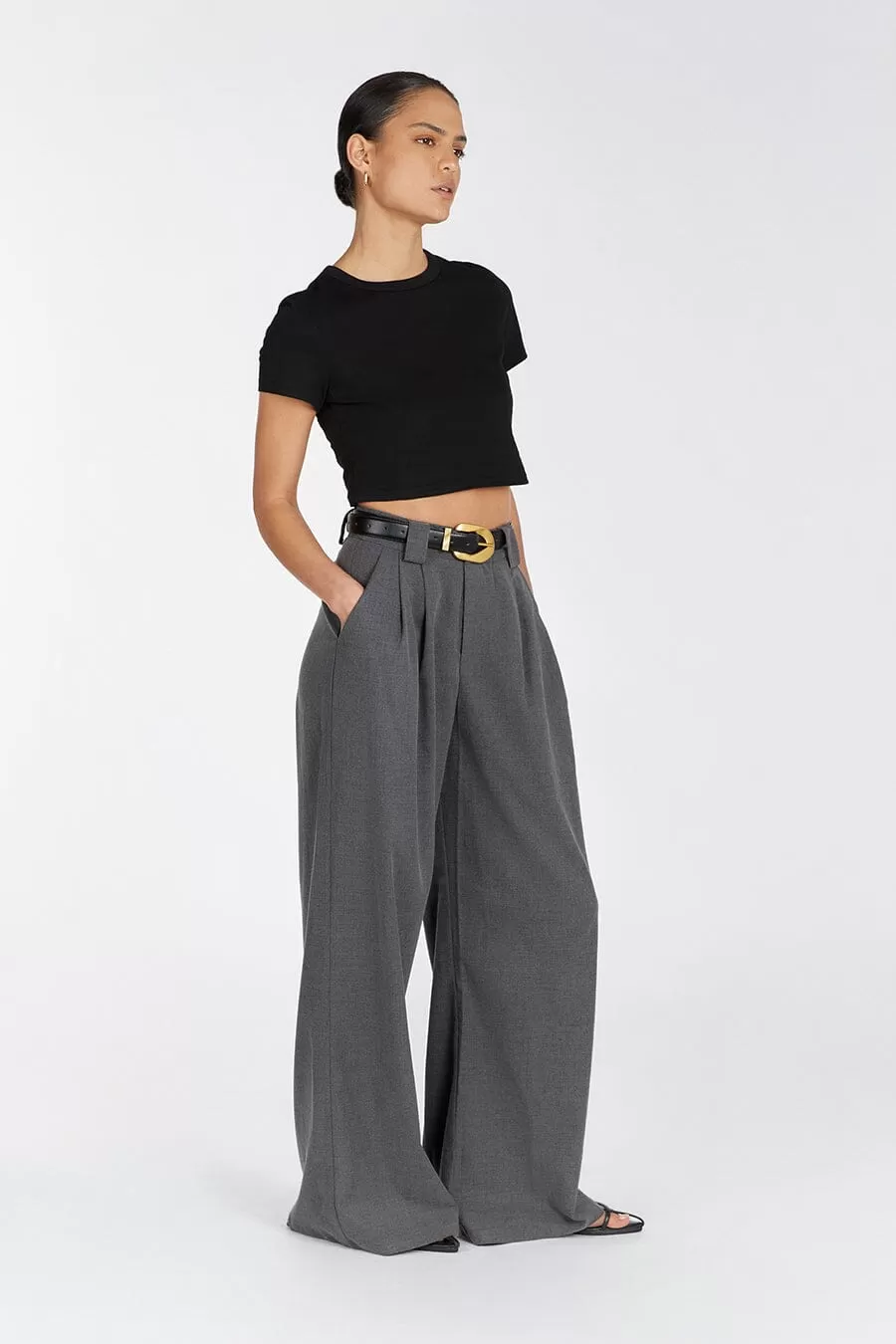 HARLEY CHARCOAL WOOL BLEND PANT