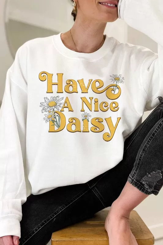 HAVE A NICE DAISY GRAPHIC SWEATSHIRT PLUS SIZE