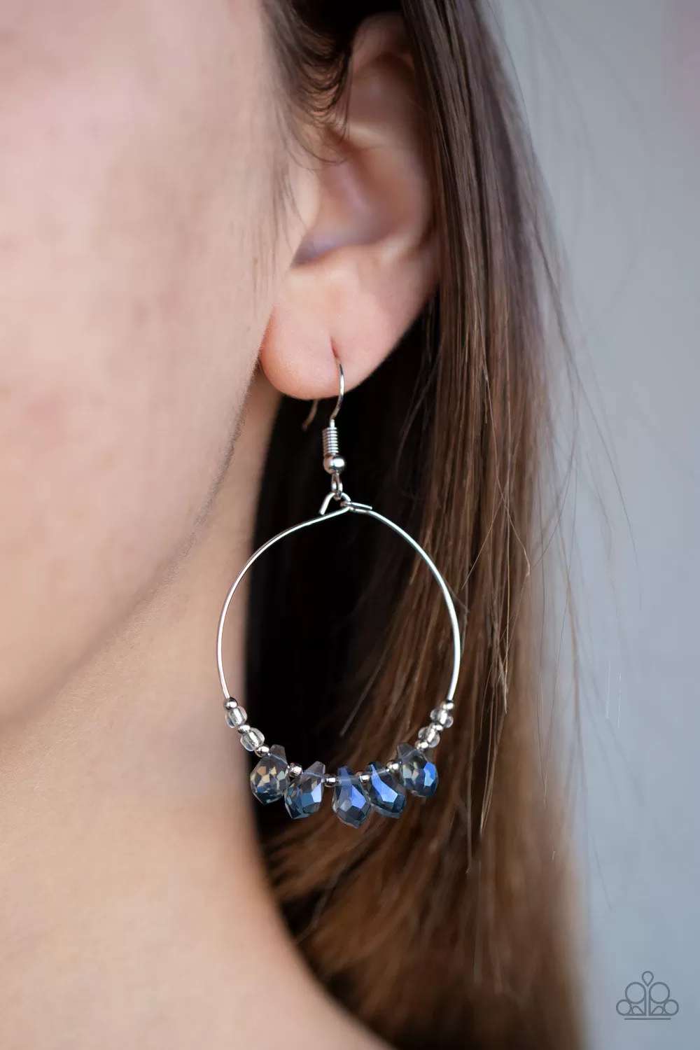 Holographic Hoops - Blue Earring