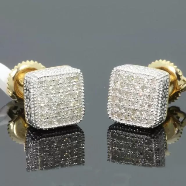 Iced Out Bling Gold Micro Pave Cubic Zircon Studs Unisex