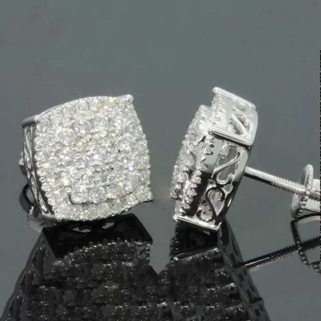 Iced Out Bling Gold Micro Pave Cubic Zircon Studs Unisex