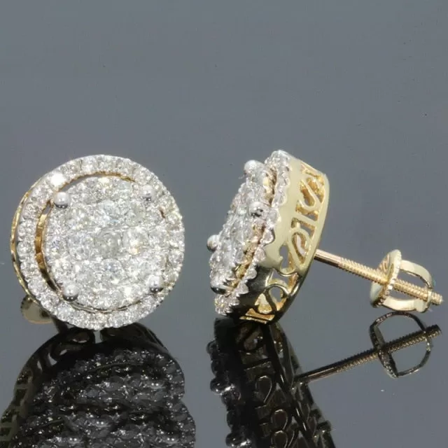 Iced Out Bling Gold Micro Pave Cubic Zircon Studs Unisex