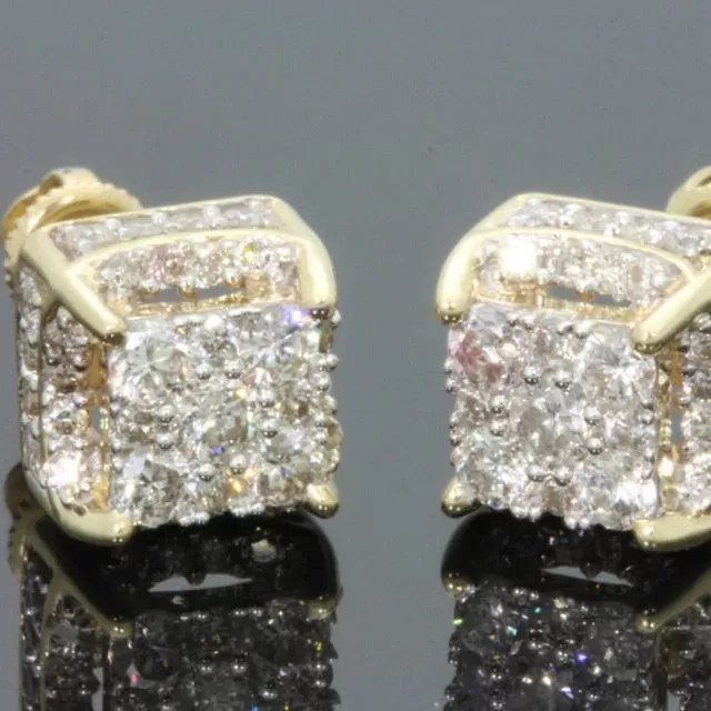 Iced Out Bling Gold Micro Pave Cubic Zircon Studs Unisex