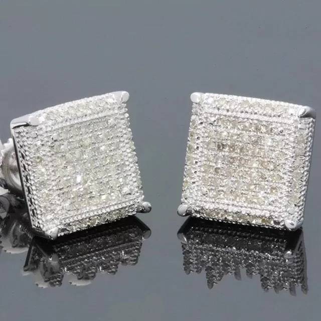 Iced Out Bling Gold Micro Pave Cubic Zircon Studs Unisex