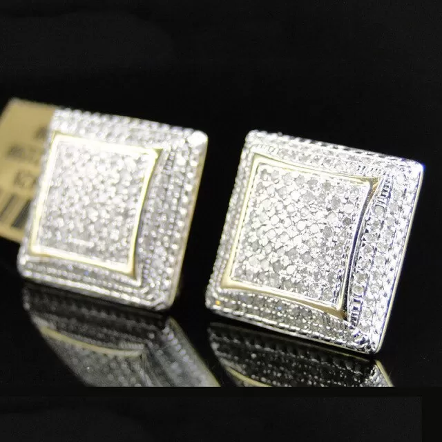 Iced Out Bling Gold Micro Pave Cubic Zircon Studs Unisex