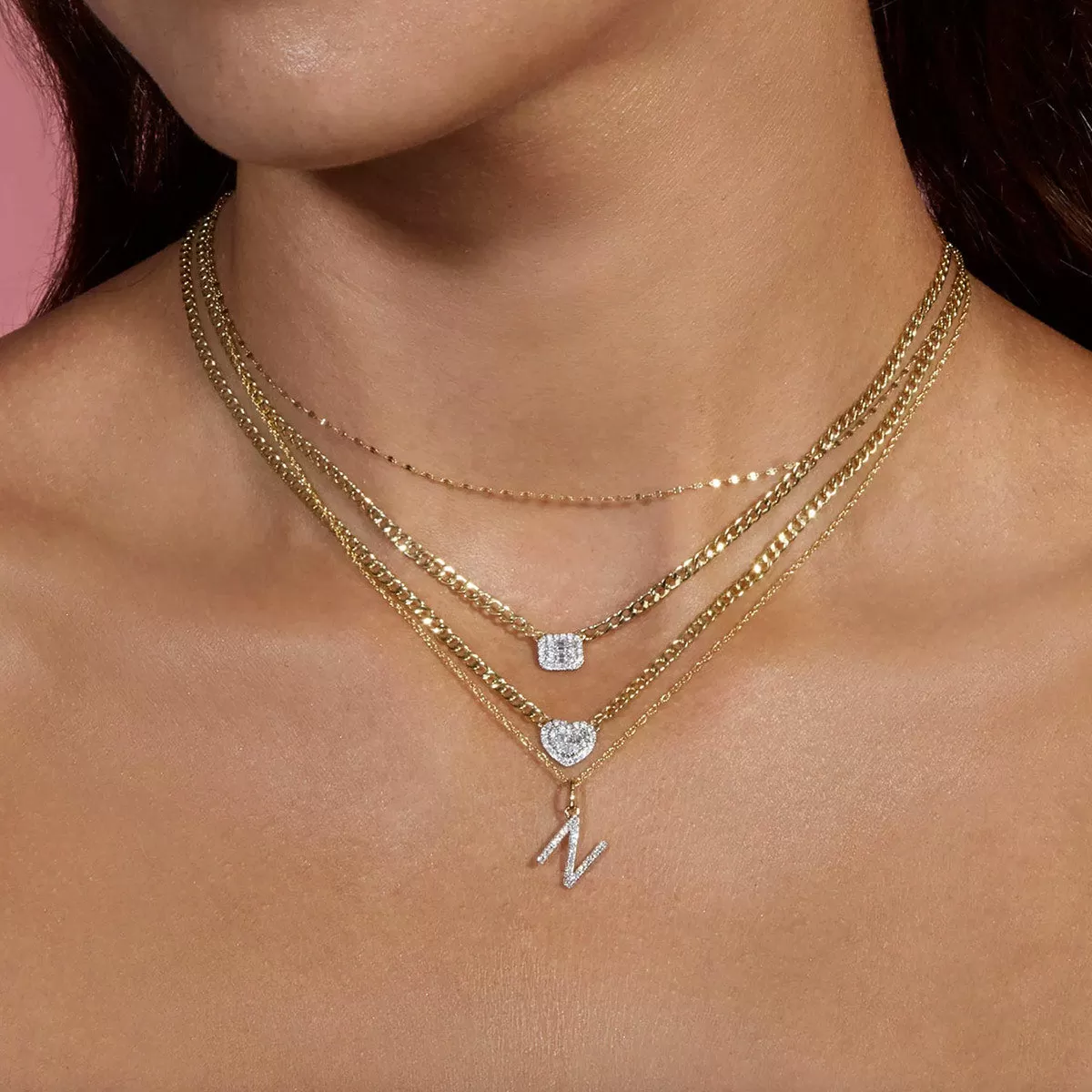 Ingenious Diamond Necklace in 18K Gold Over Sterling Silver