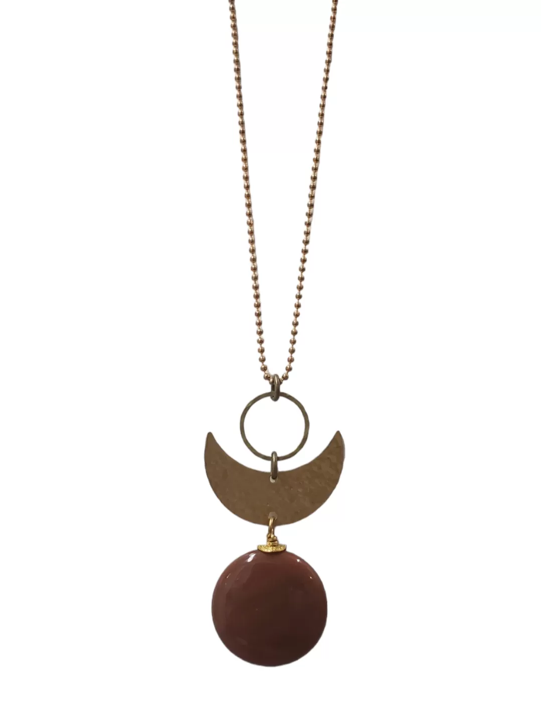 Jasper Crescent Moon Necklace - Rust