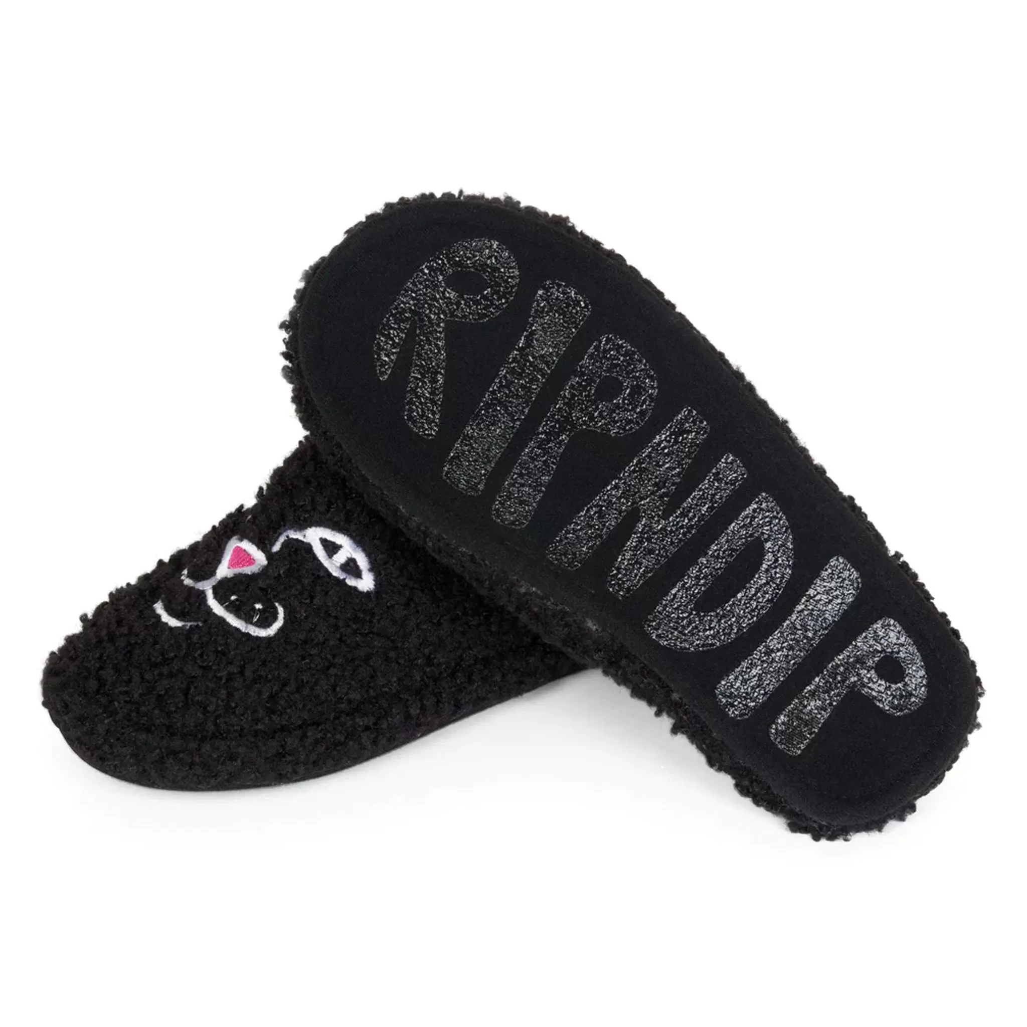 Jerm Face Fuzzy House Slippers (Black)