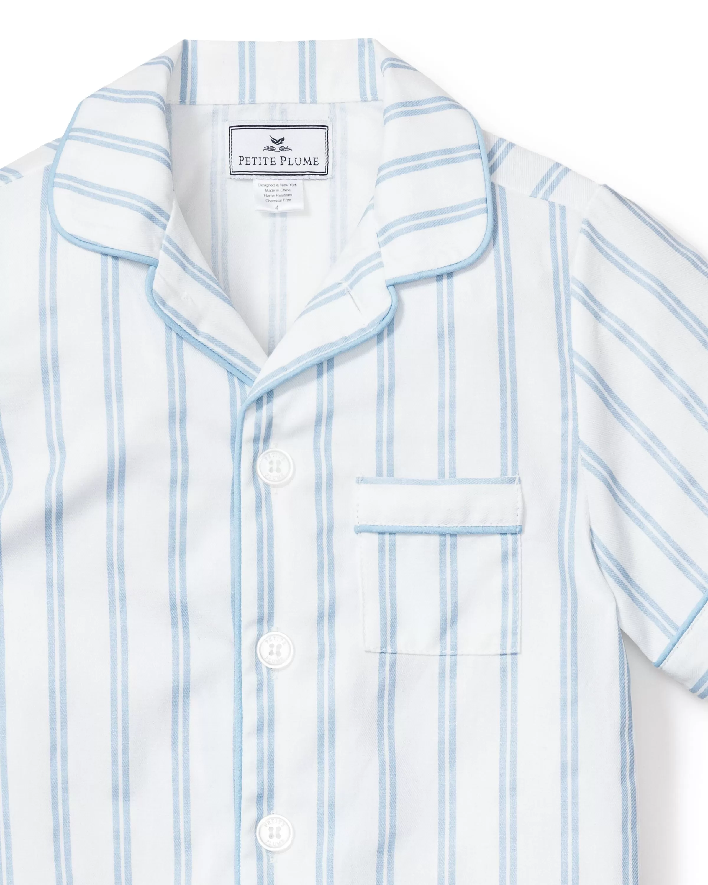 Kid's Twill Pajama Short Set | Periwinkle Stripe