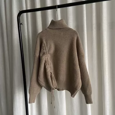 Knit Turtleneck With Drawstring