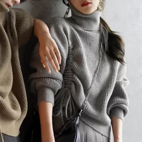 Knit Turtleneck With Drawstring