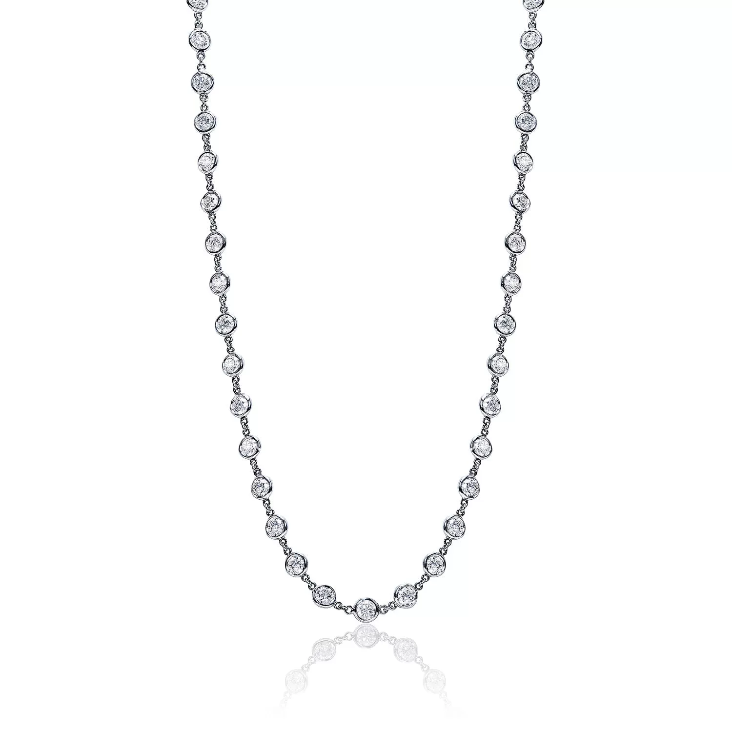 Kora 12 Carat Round Brilliant Diamonds By The Yard Necklace in 14K White Gold For Ladies