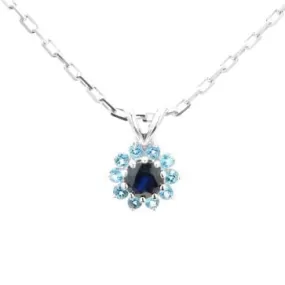 Ladies Blue Sapphire and Blue Topaz Pendant