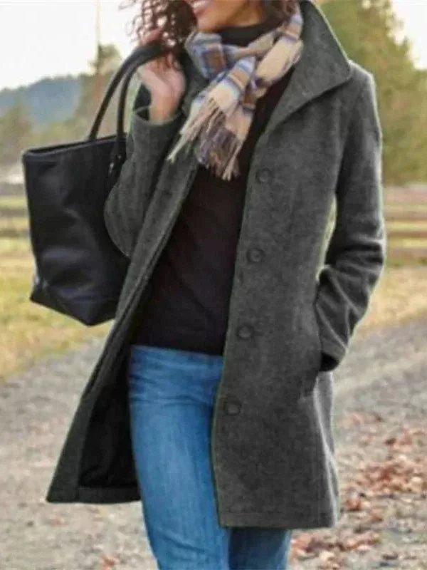 Ladies' Windproof Wool Overcoat for Winter Warmth