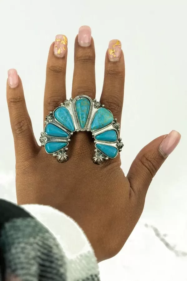 Large TURQUOISE AVIANA SILVERTONE RING