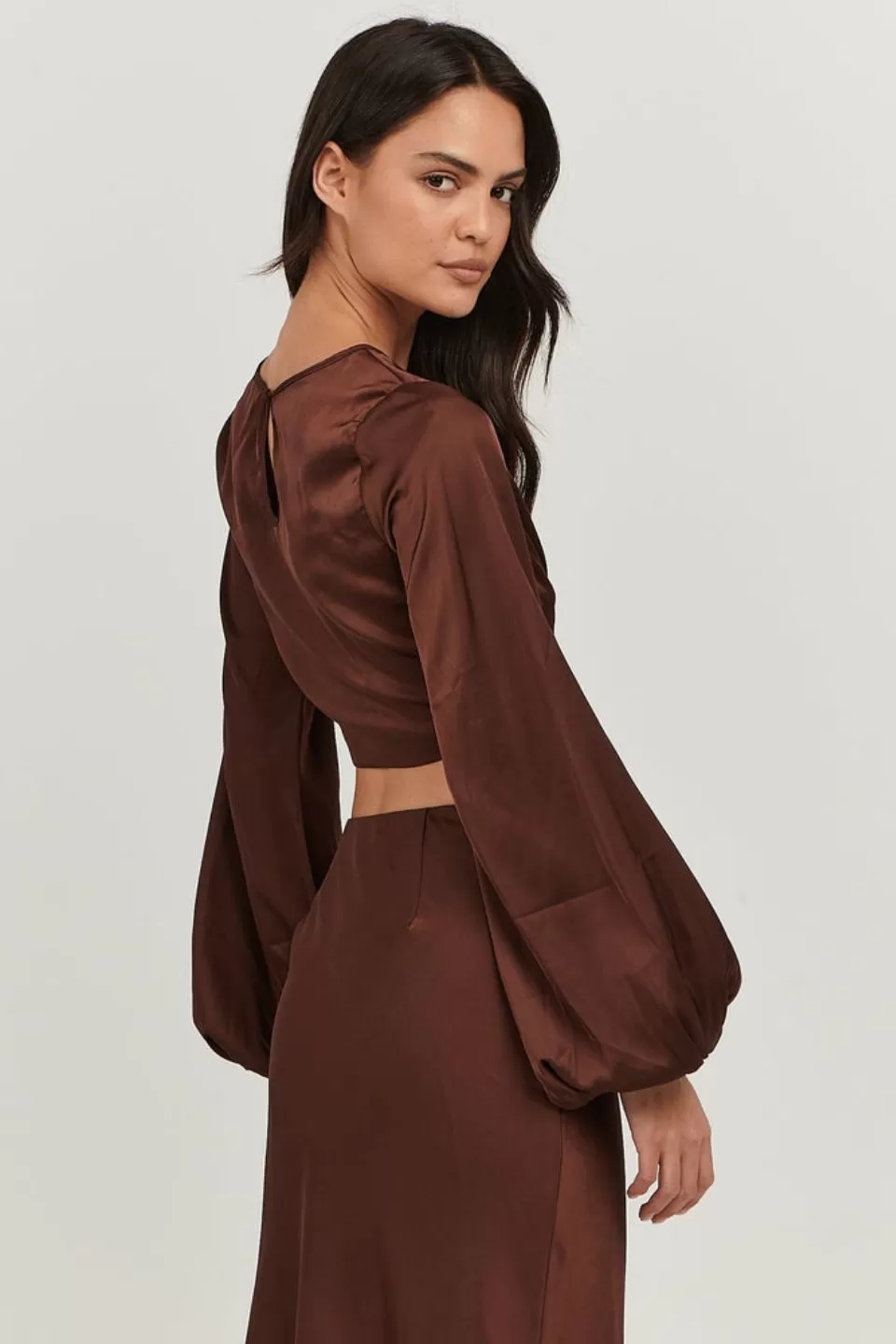 Layla Chocolate Ring LS Crop Top