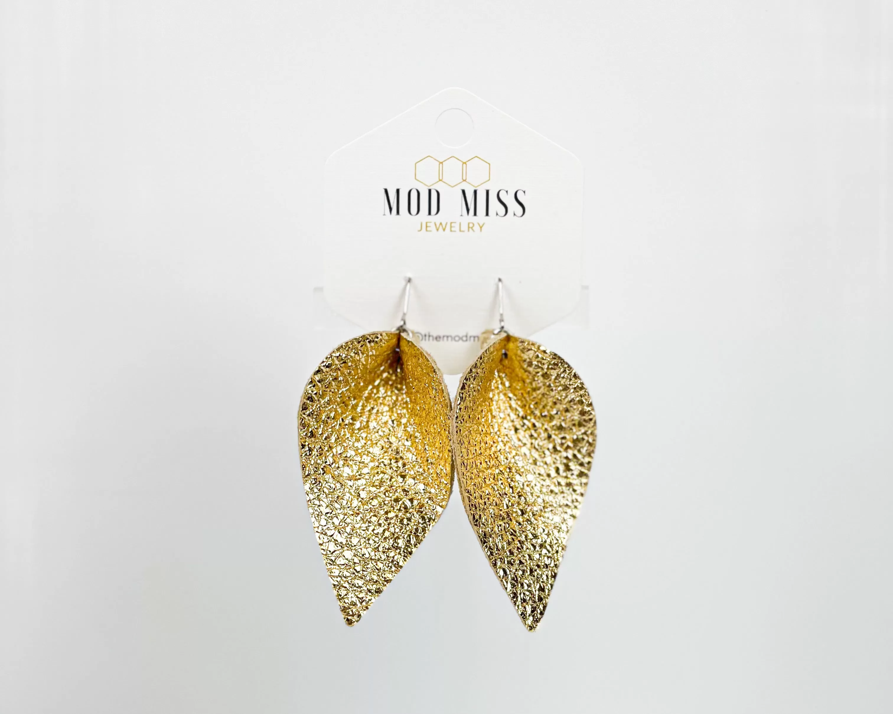 Leather Petal Earring Metallic Gold