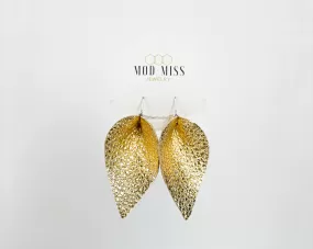 Leather Petal Earring Metallic Gold