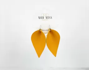 Leather Petal Earring Mustard Yellow