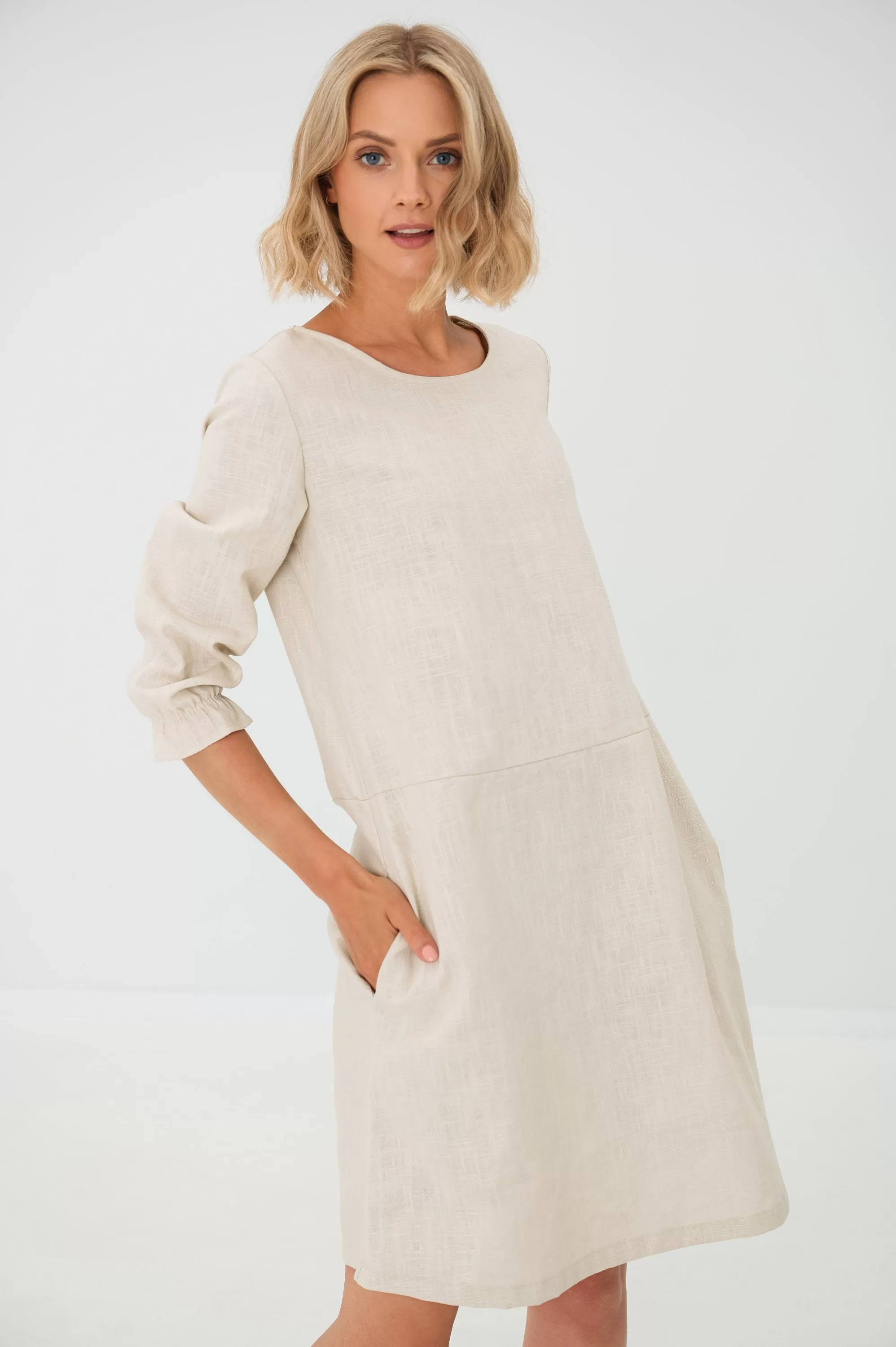 LeMuse linen dress EMMA, Beige, M