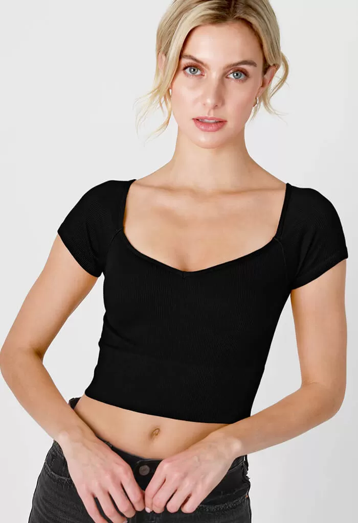 Lena Crop Top-Black