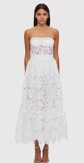 Leo Lin Emilia Lace Bustier Midi Dress