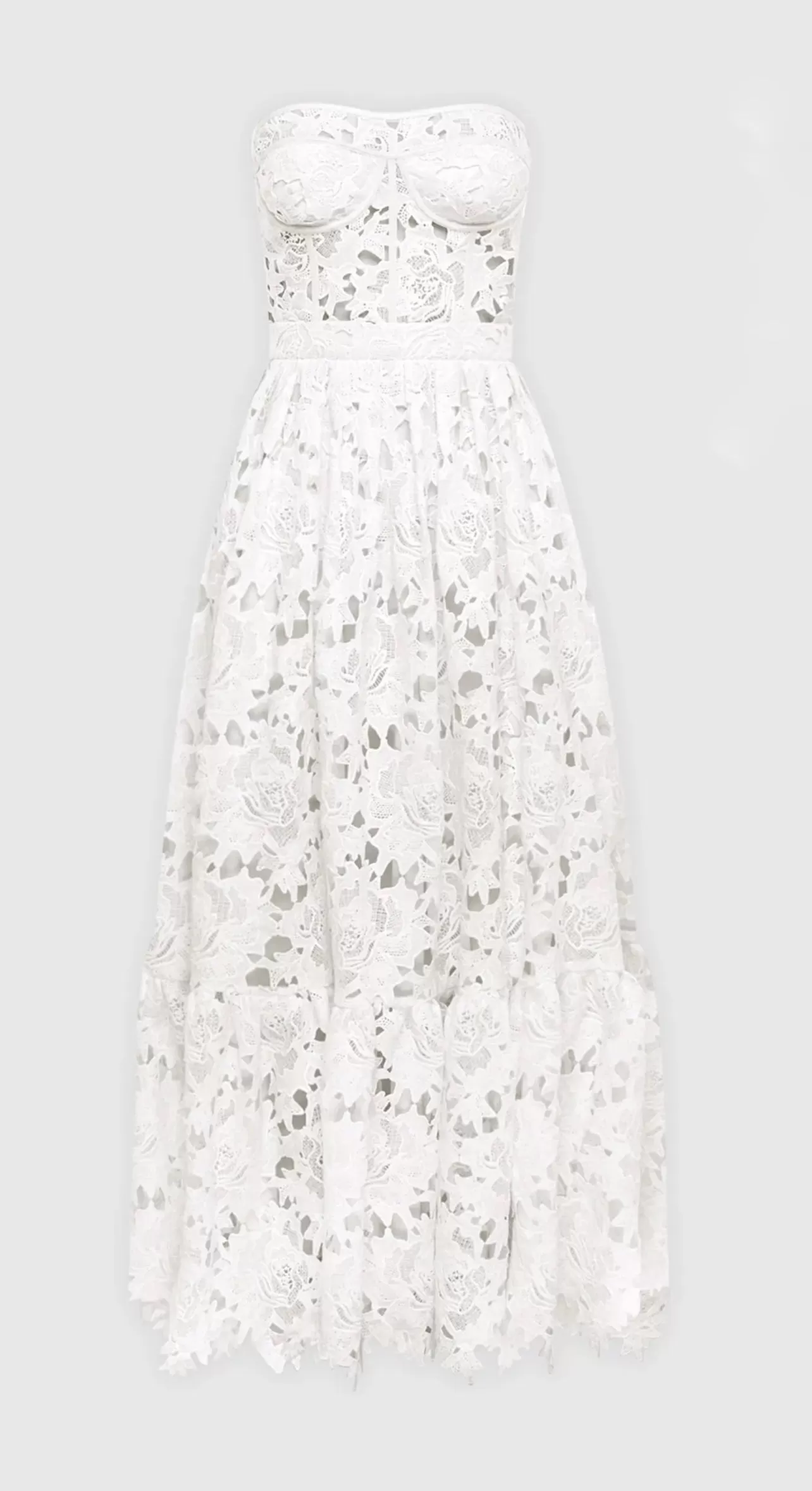 Leo Lin Emilia Lace Bustier Midi Dress